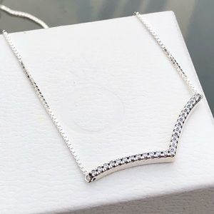 Pandora Sparkling Wishbone Necklace 